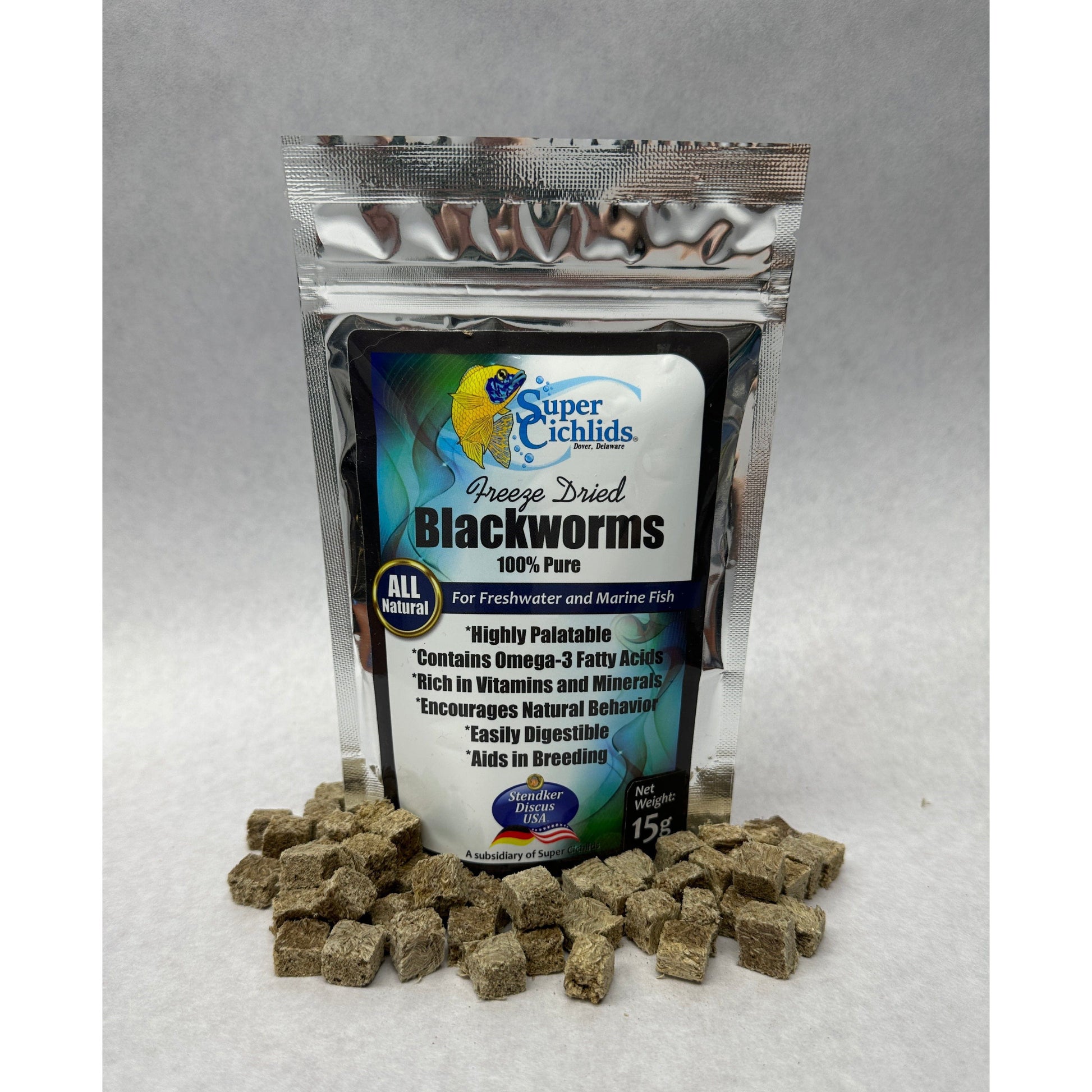 Super Cichlids | Freeze Dried Blackworms Spirulina Boost