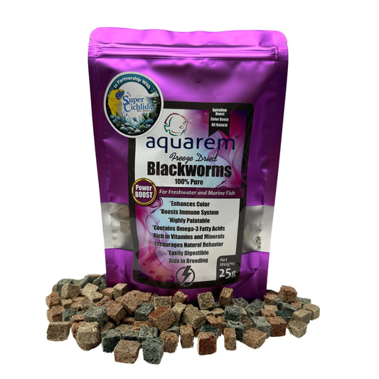 Premium Freeze Dried Blackworms | Super Cichlids Power Boost Mix (25g) 195893249848 Super Cichlids