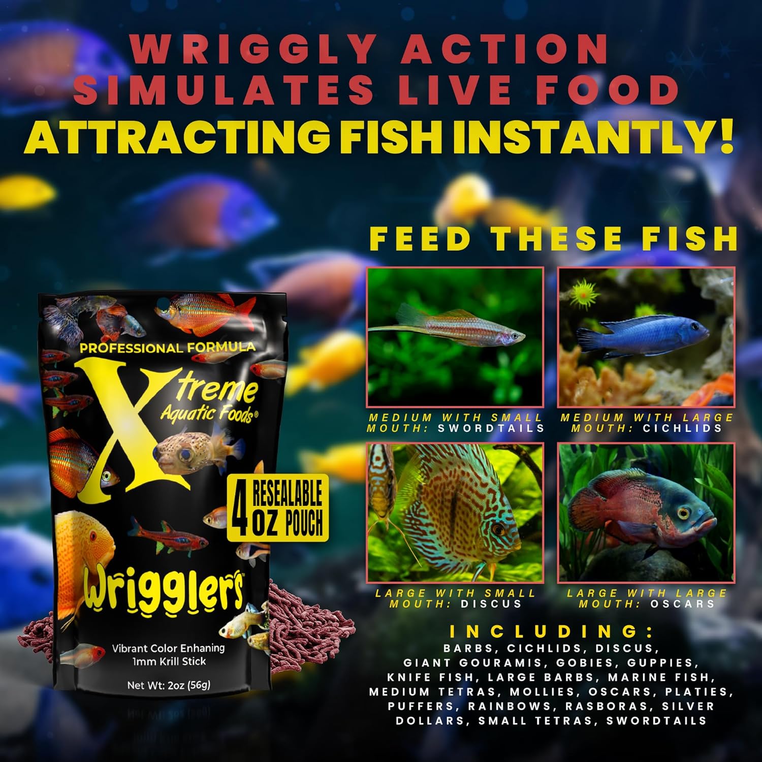 Xtreme Aquatic Foods Wrigglers 1mm Krill-Based Sinking
